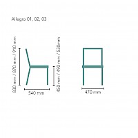 Alastek Allegro käsinojaton tuoli mitat | Alastek julkitilakalusteet