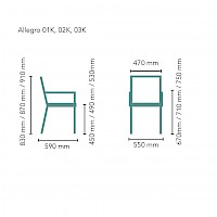 Alastek Allegro käsinojallinen tuoli mitat | Alastek hoivakalusteet
